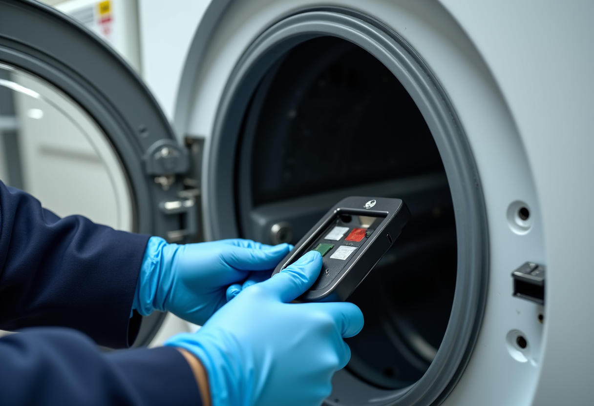 Professional dryer repair technician using specialized tools for diagnostics in Sacramento