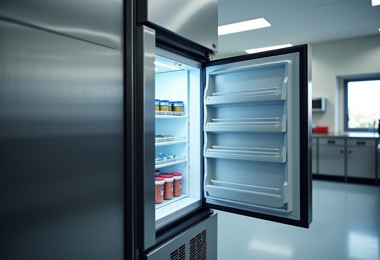 Professional technician repairing a luxury refrigerator in Sacramento