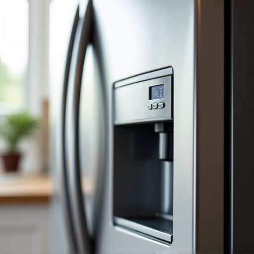 A technician in the process of replacing an ice maker component inside a refrigerator. This image highlights a specific, common repair request. A technician installing a new freezer part