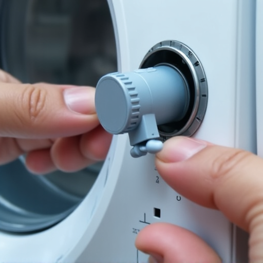 Roseville washer repair technician testing a water level sensor. Verifying the proper function of a washing machine's water level sensor, crucial for efficient water usage in Roseville households.