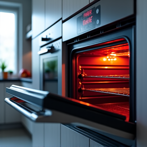 Appliance repair technician fixing an electric oven heating element