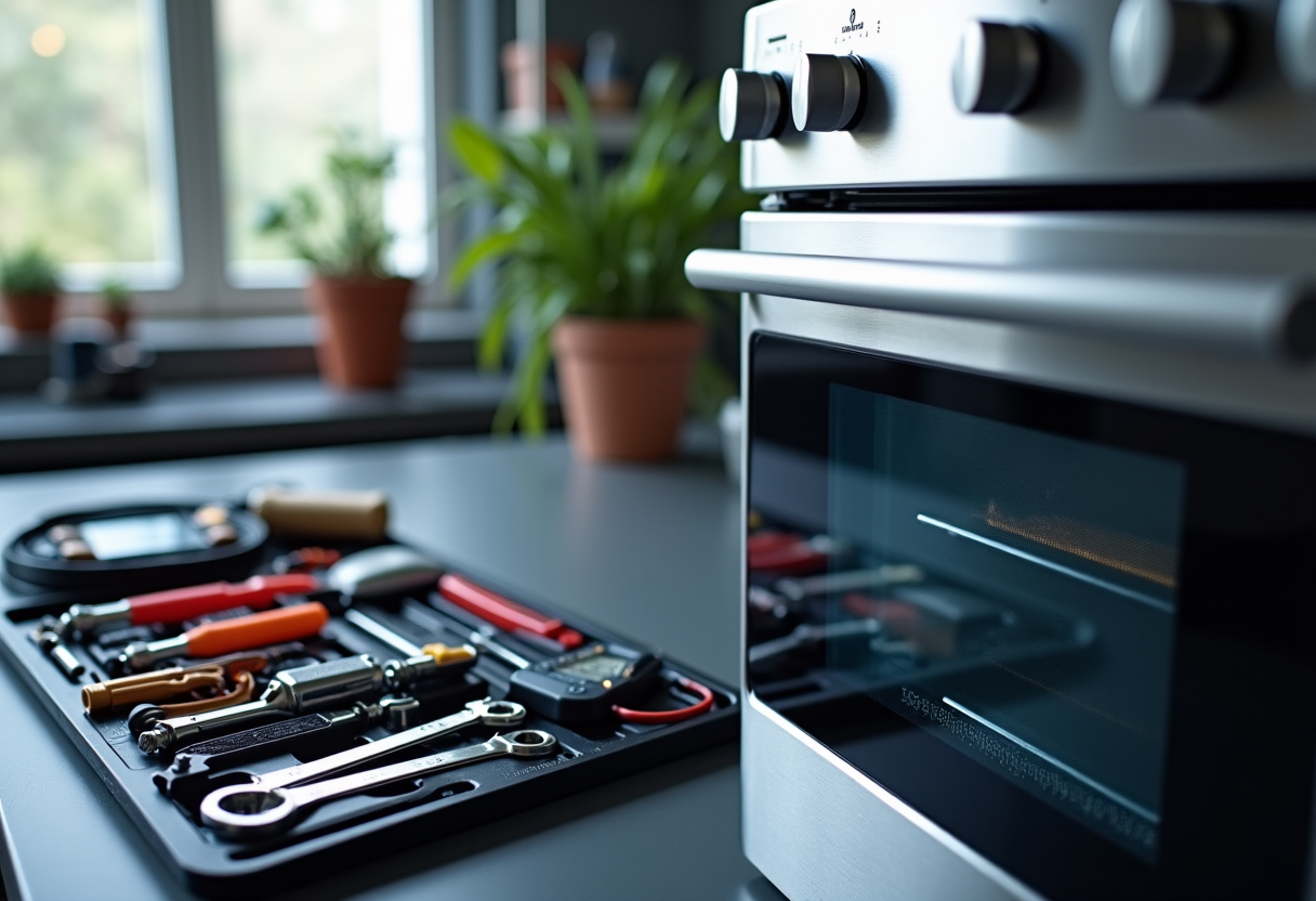 Sacramento appliance repair technician working on an oven range