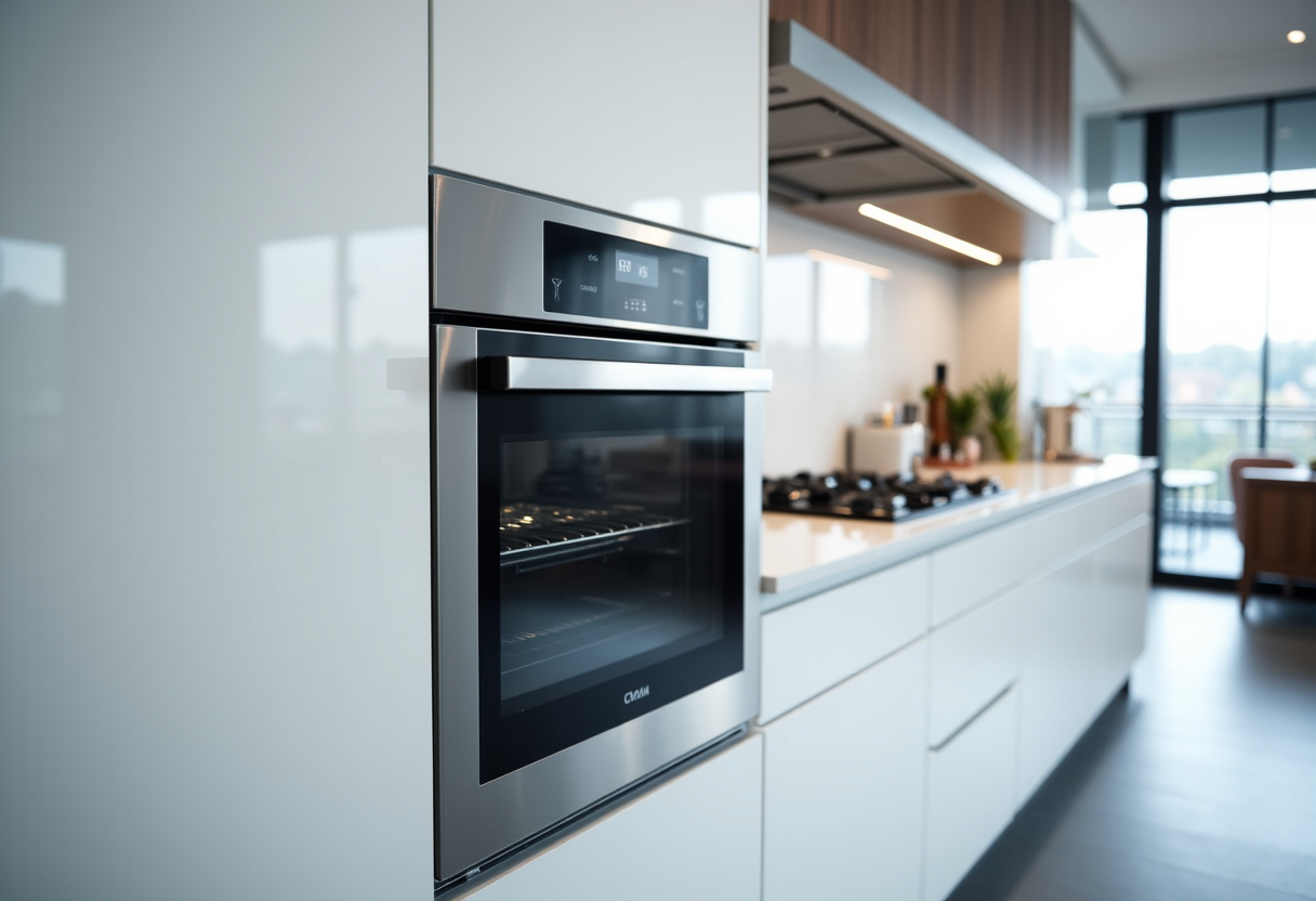 sacramento residential kitchen with sleek stainless steel oven on a clean countertop daytime
