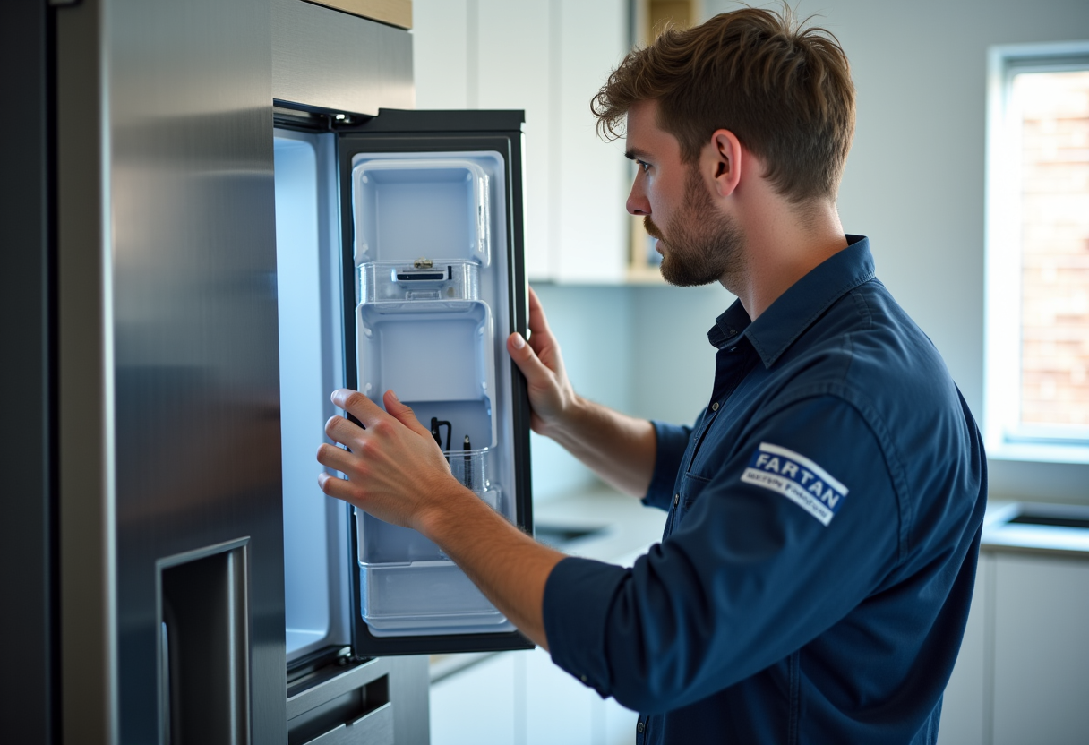 Appliance repair technician using genuine OEM parts