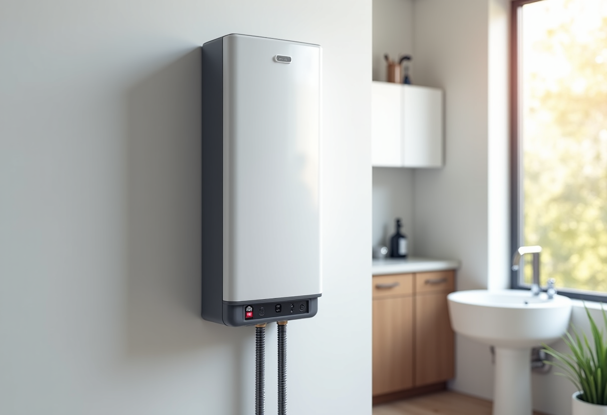 A tankless water heater repair specialist inspecting a unit in a West Sacramento home