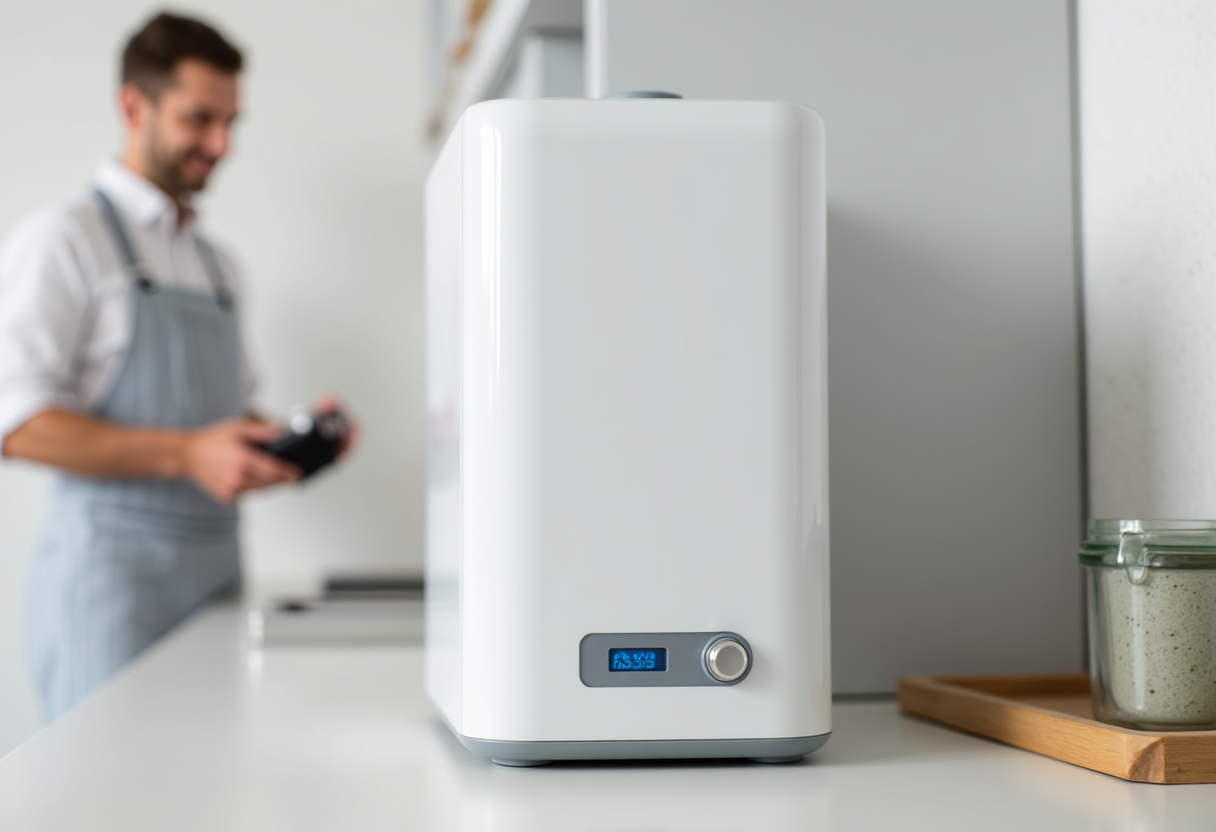 A technician performing tankless water heater repair in Elk Grove, CA.