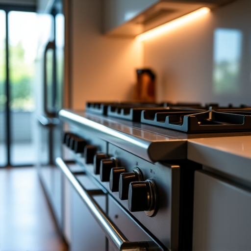 Viking gas range repair in a classic Folsom kitchen within the City Hall neighborhood. The kitchen has a timeless design, and a proficient technician is meticulously adjusting the gas range for optimal safety and performance. The service ensures residents enjoy uninterrupted cooking.