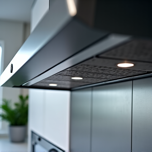 Viking range hood service in a brand-new construction home in Folsom. The kitchen boasts modern design elements, with a technician expertly maintaining the high-end ventilation system of the Viking range hood. The scene implies meticulous attention to detail.