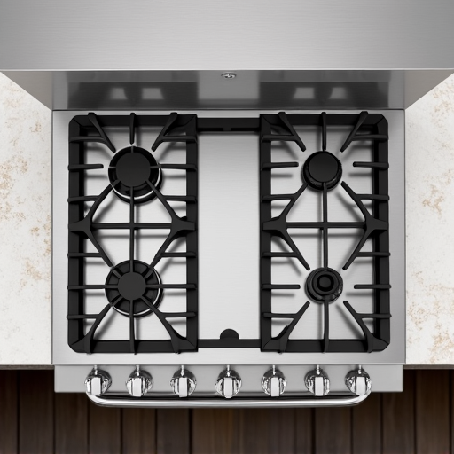 Wolf range repair in an East Sacramento kitchen. Professional Wolf appliance repair, technician focused on repairing a high-performance Wolf range, ensuring optimal function in an upscale kitchen.